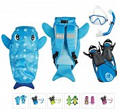 Maske + Schnorchel + Flossen + Rucksack - MARES Seefreunde SET - Junior Purple - Octopus ML