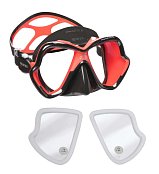MARES X-VISION ULTRA LiquidSkin MASKENSET MIT DIOPTISCHEN LINSEN - Sonderpreis Černá - Červená
