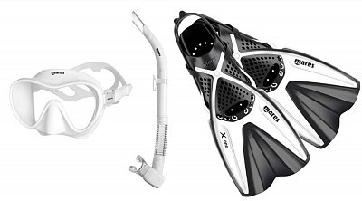 Maske und Schnorchel Flossen TROPICAL set + X-MARES ONE Weiß ML 39-43