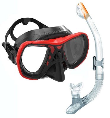 MARES SPYDER Tauchmaske + ERGO DRY Trockenschnorchel Černá - Červená