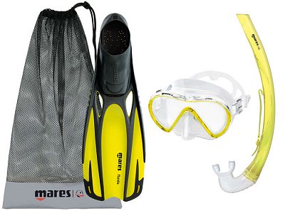 Maske + Schnorchel + Flossen MARES STREAM SET - Adult Size Blue 46/47