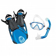 Maske + Schnorchel + Flossen + Rucksack - MARES Seefreunde SET - Junior Blue - Fisch ML