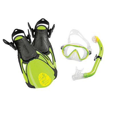 Maske + Schnorchel + Flossen + Rucksack - MARES Seefreunde SET - Junior Blue - Fisch ML