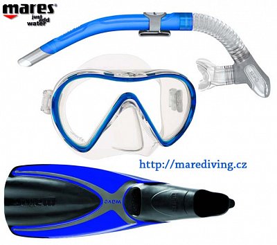 Maske + Schnorchel + Flossen - Schnorcheln MARES SET WAVE Schwarz 36/37