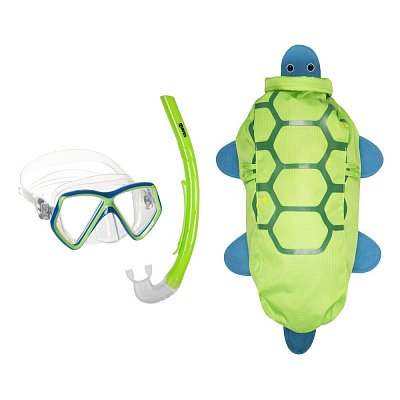 Maske + Schnorchel + Rucksack – Mares ZOO – Schnorchelset für Kinder Zelená - Želva