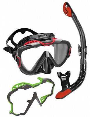 PURE WIRE MASKE + ERGO DRY SNORCHEL + COLOR FRAME Mares Černá - Bílá Černo - Modrý rám