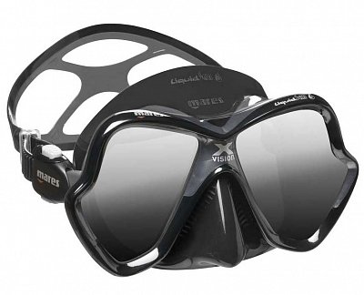 Tauchmaske MARES X-VISION ULTRA LS-Spiegel-Objektiv LiquidSkin schwarz / schwarz - Glasgoldfarbe