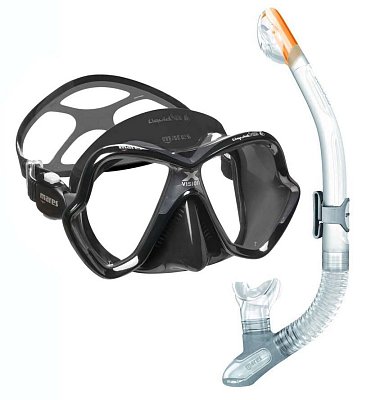 MARES X-VISION ULTRA LS LiquidSkin Tauchmaske + ERGO DRY Trockenschnorchel (Klar) Černá - Žlutá